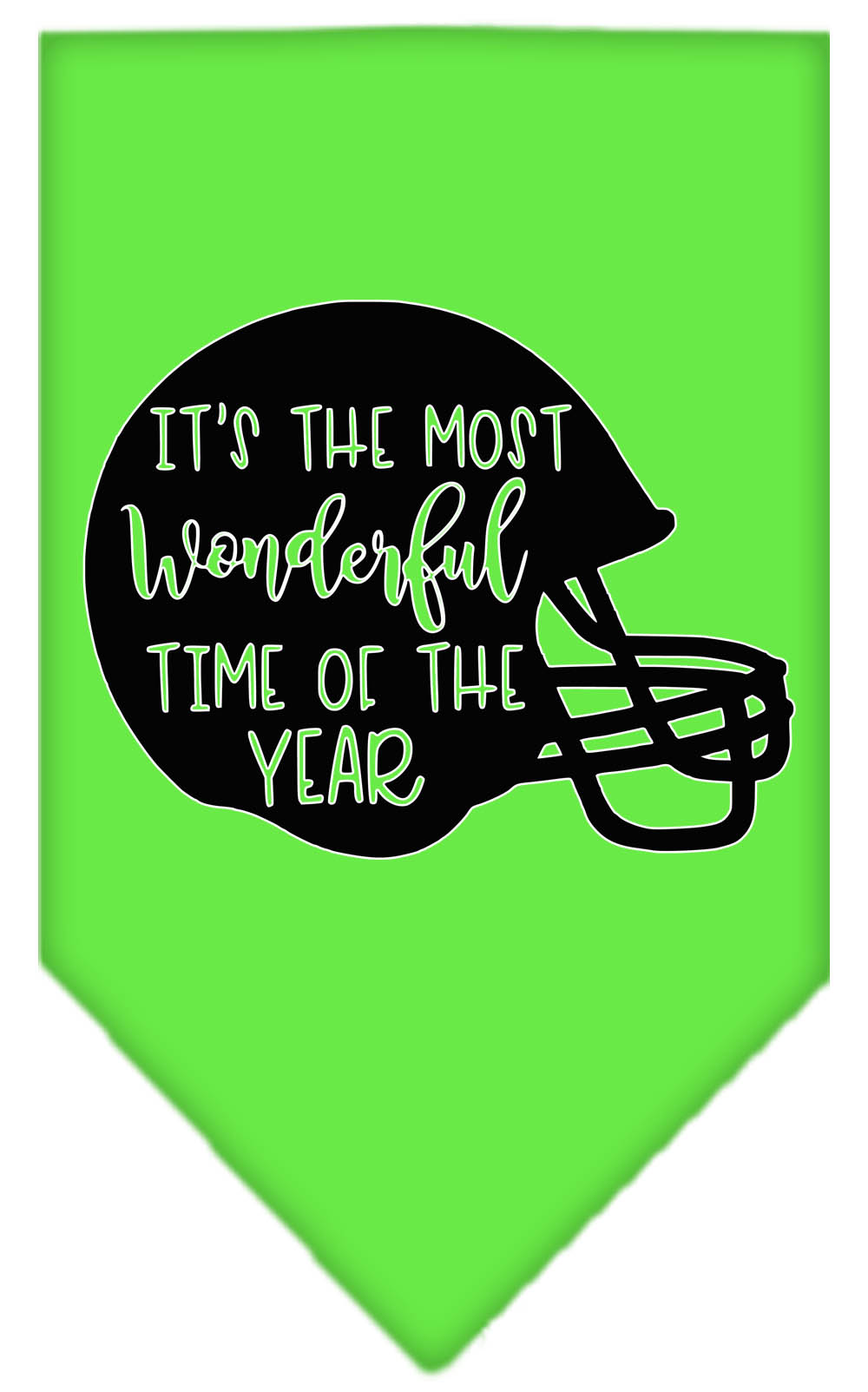 Most Wonderful Time of the Year (Football) Screen Print Bandana Lime Green Large